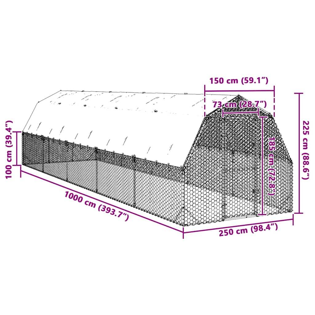 Enclos poulailler 25 m² acier galvanisé avec toit de protection pour jardin Argent – ComfortXL Outdoor Living - Image 8