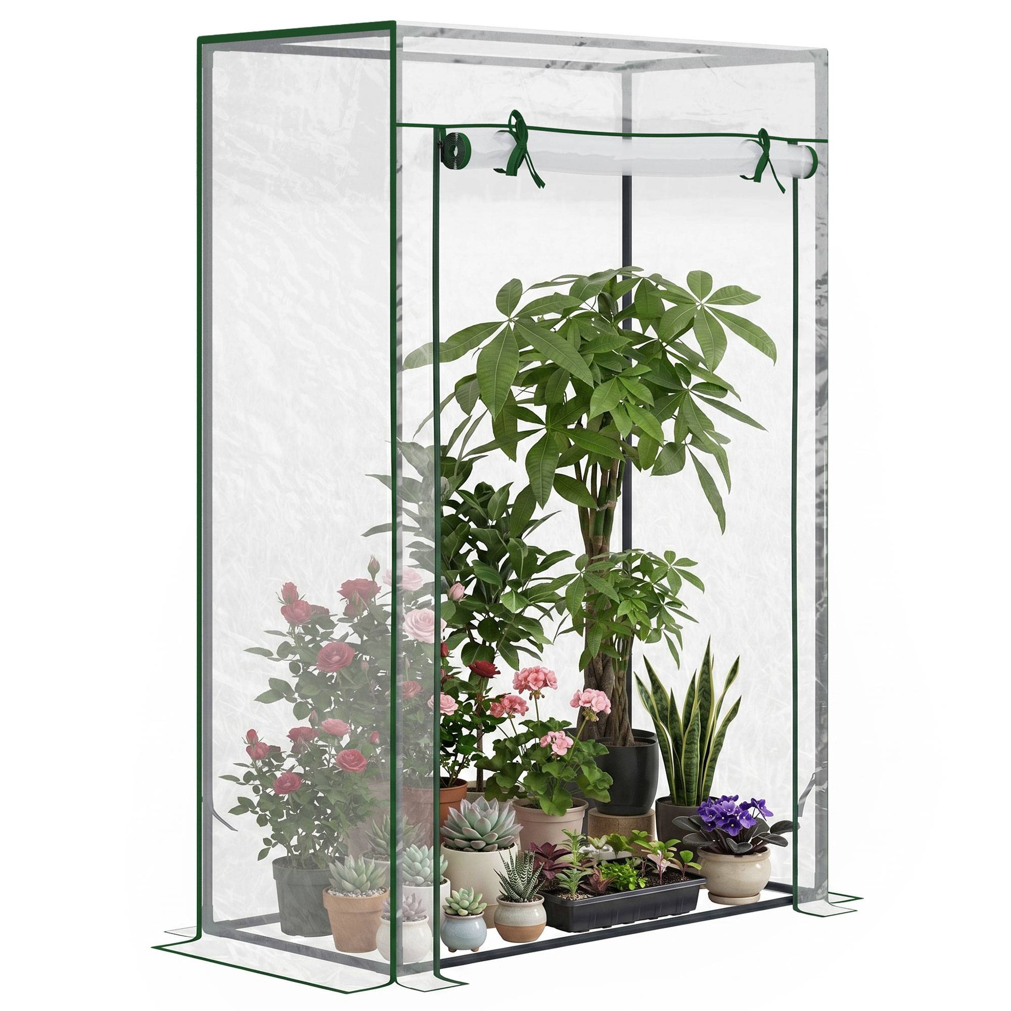 Sans Marque - Serre transparente 100x50x150 cm, porte enroulable + acier terrasse - Image 1