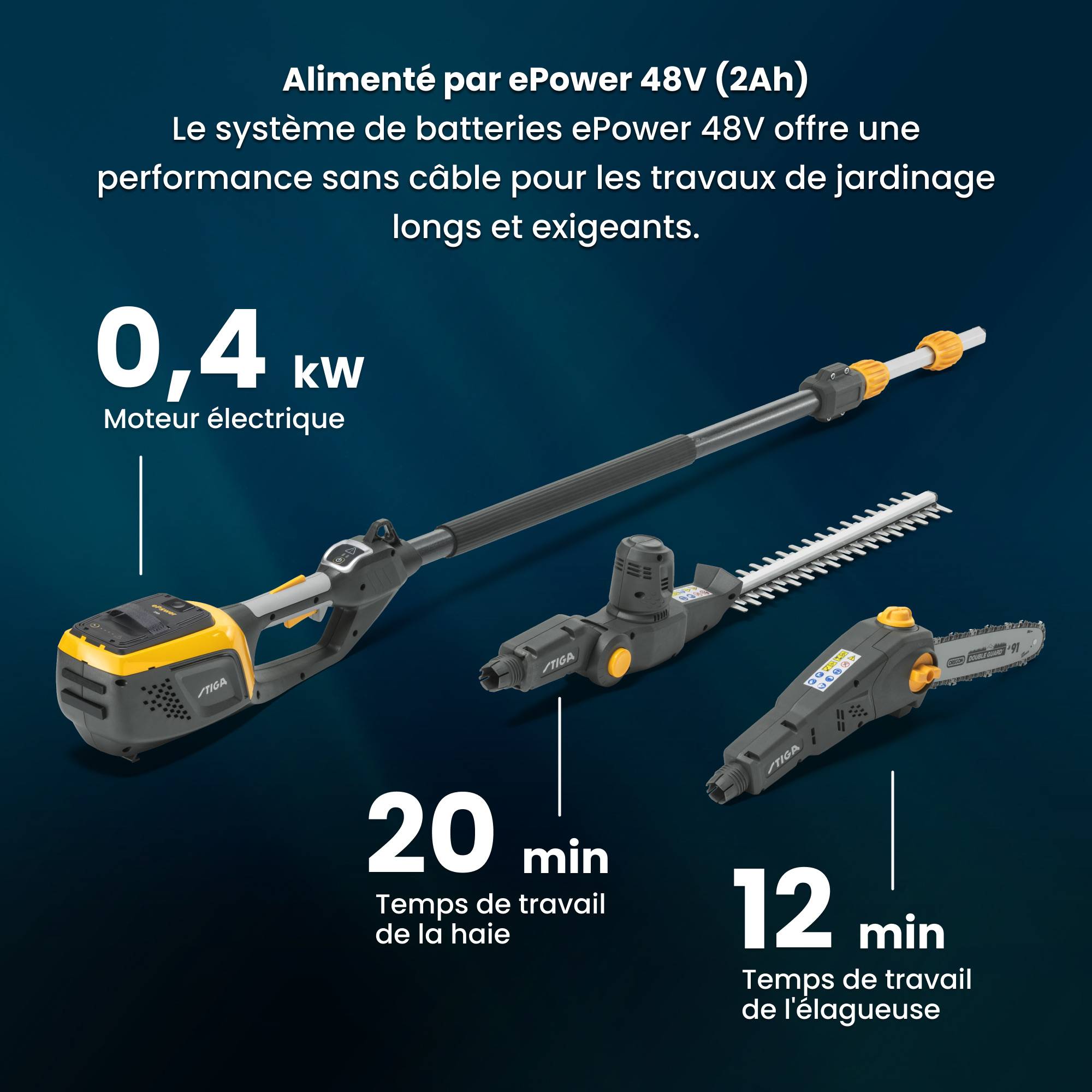 Stiga - Kit MT 500e, taille-haie et élagueur, lame 46 cm, guide-chaîne 25 cm, batterie incluse - STIGA - Image 3