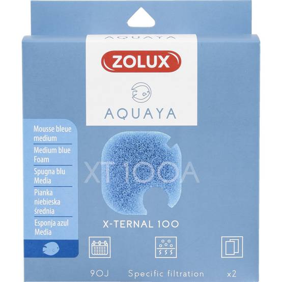 Zolux - Filtre pour pompe x-ternal 100, filtre XT 100 A mousse bleue medium x2. pour aquarium. - Image 1