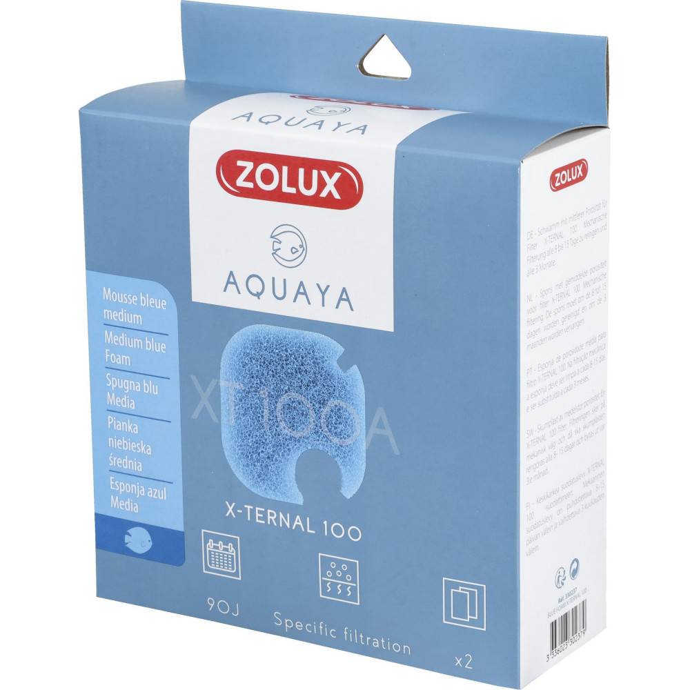 Zolux - Filtre pour pompe x-ternal 100, filtre XT 100 A mousse bleue medium x2. pour aquarium. - Image 3