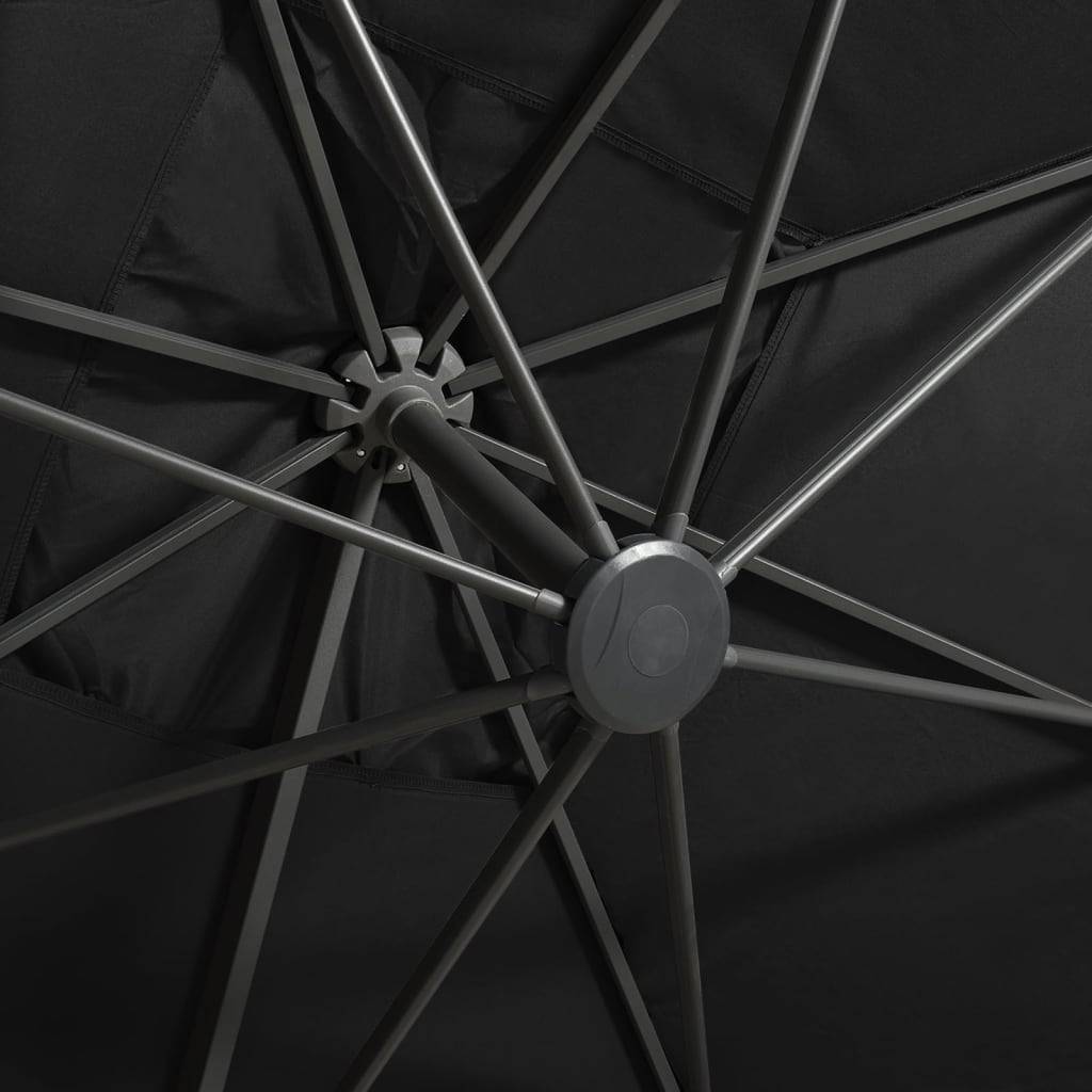 Helloshop26 - Parasol meuble de jardin déporté avec mât et lumières led 300 cm noir - Imagen 7