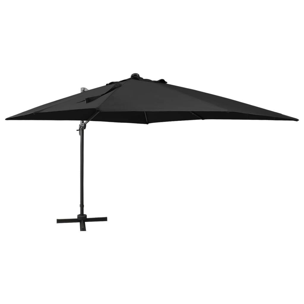 Helloshop26 - Parasol meuble de jardin déporté avec mât et lumières led 300 cm noir - Imagen 1