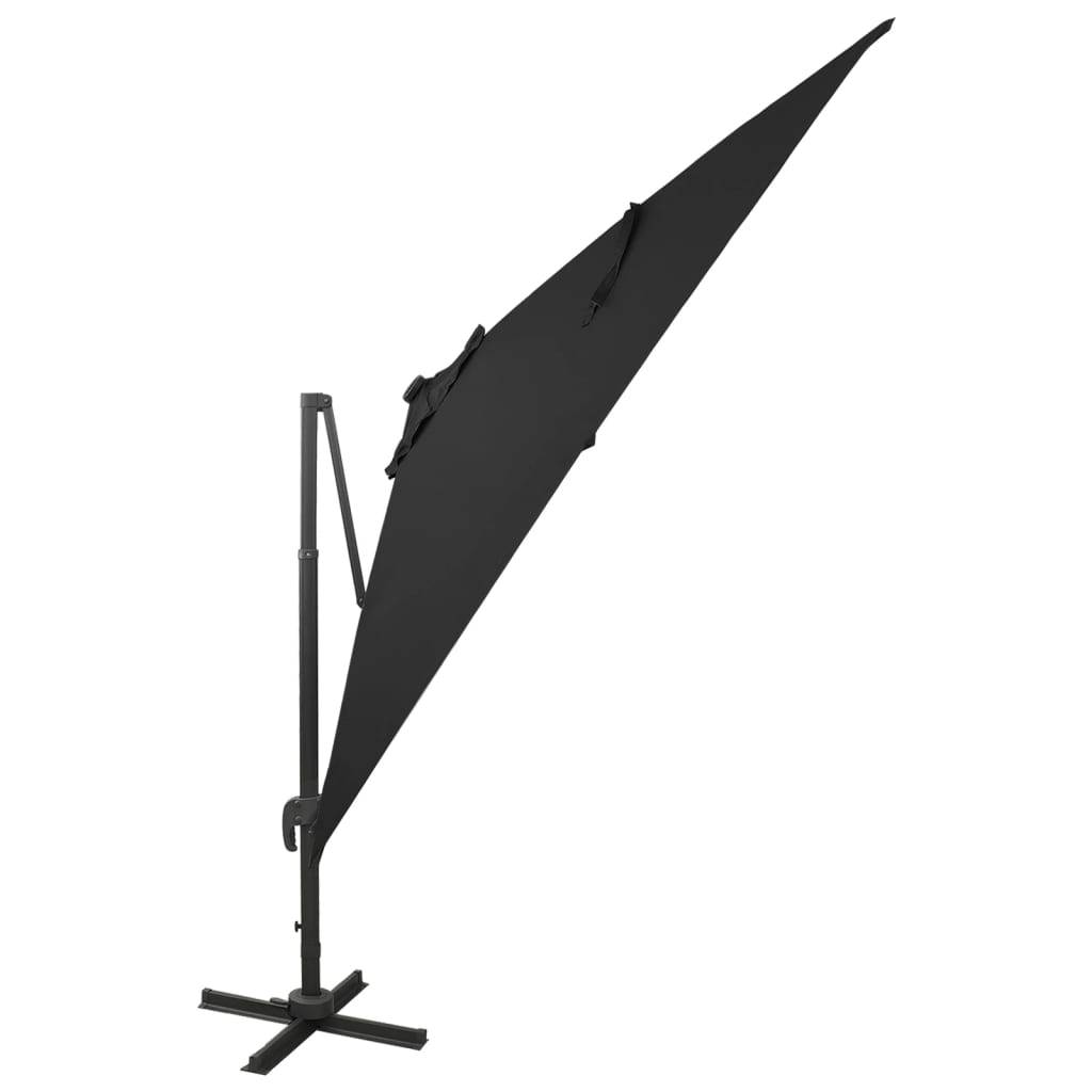 Helloshop26 - Parasol meuble de jardin déporté avec mât et lumières led 300 cm noir - Imagen 2