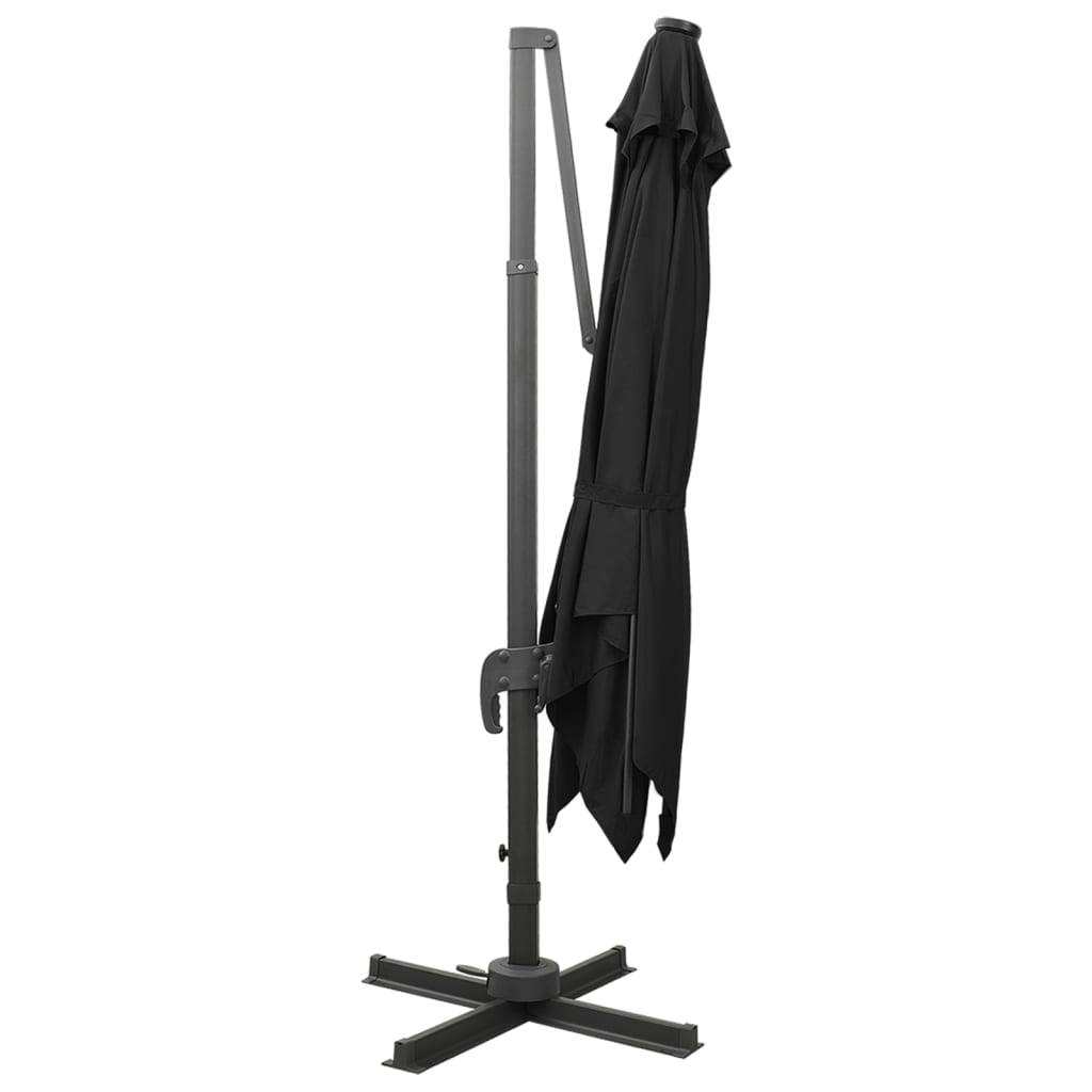 Helloshop26 - Parasol meuble de jardin déporté avec mât et lumières led 300 cm noir - Imagen 3