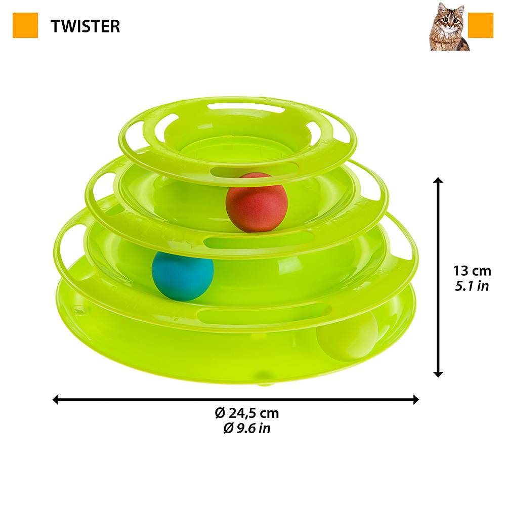 Ferplast - Ferplast Jeu interactif pour Chats TWISTER en Plastique, avec Pieds Anti-dérapant, 4 couches, 3 Balles Incluses - Image 2