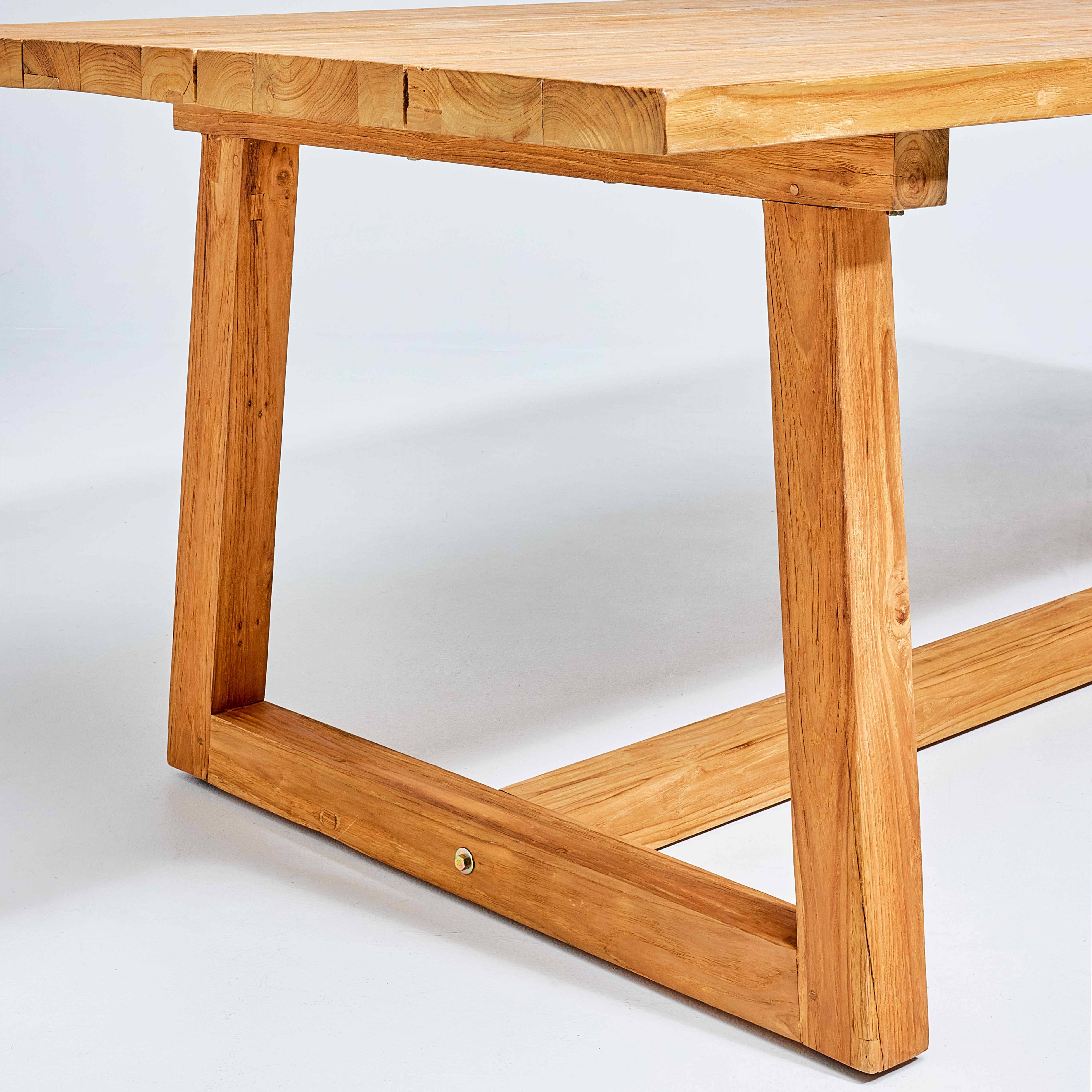 Oviala - Table de terrasse en teck massif recyclé 240 cm - Oviala - Imagen 4