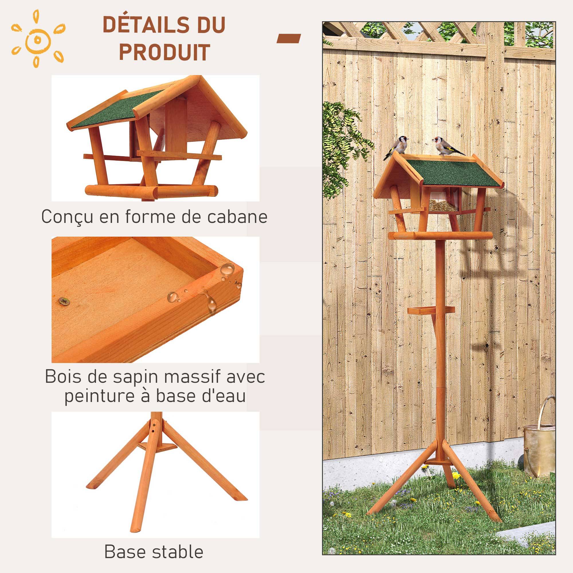 Mangeoire sur pied bois naturel 42 x 40.5 x 150 cm - PANGIVO - Image 8