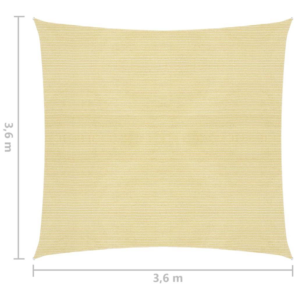 Voile d'ombrage parasol en PEHD carré 3,6 x 3,6 m beige - Imagen 6