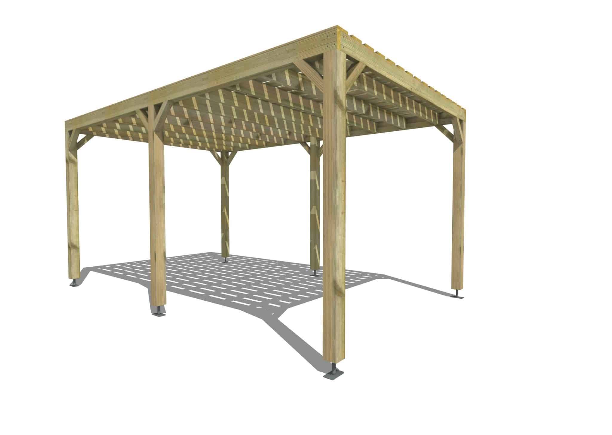 Pergola bois - 3m x 5m - indépendante - sens largeur - platelage bois ...