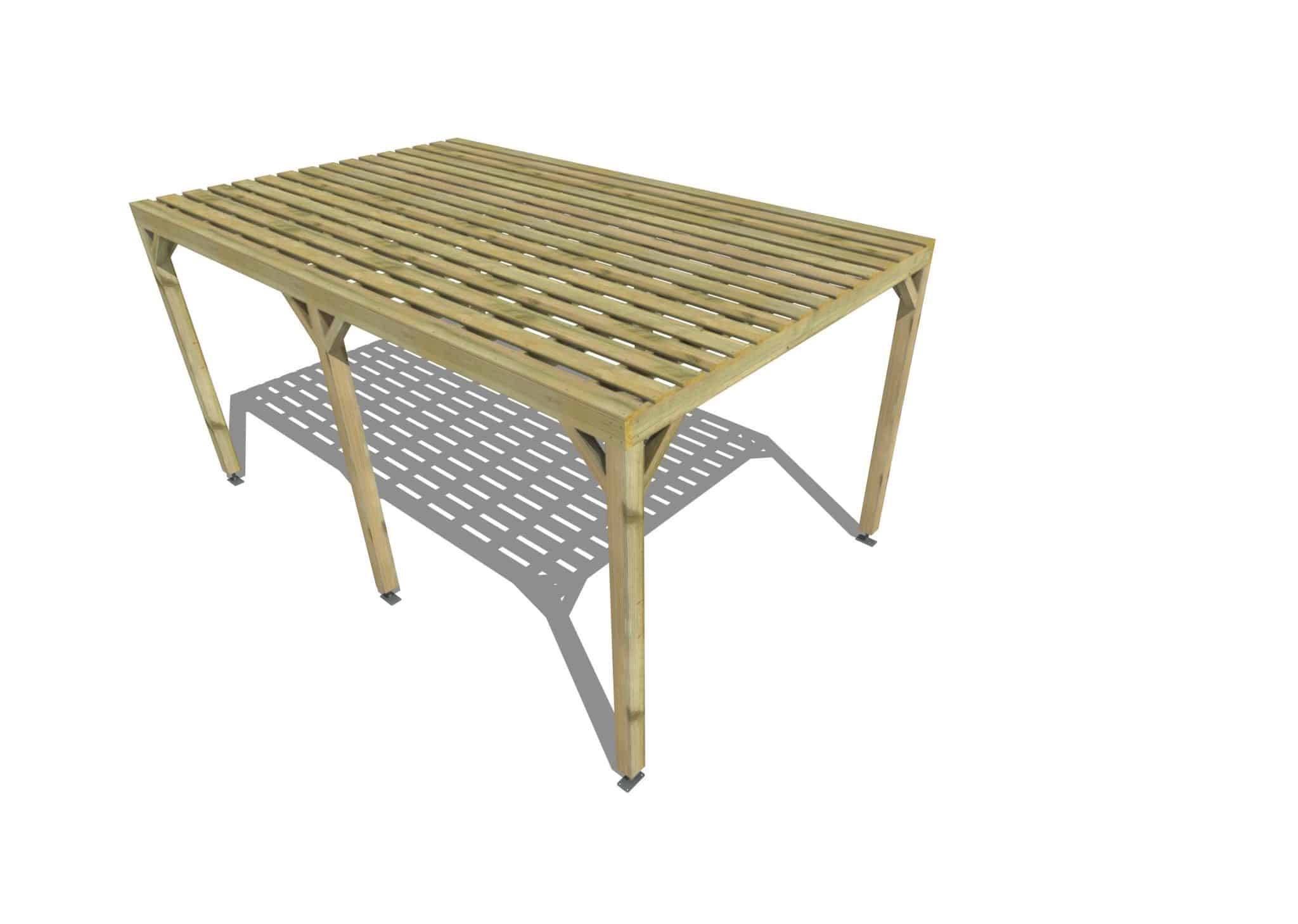 Pergola bois - 3m x 5m - indépendante - sens largeur - platelage bois ...