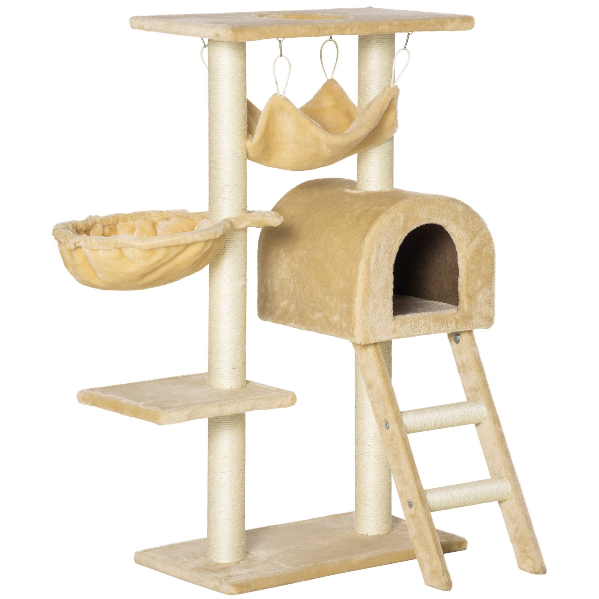 Pawhut - Arbre à chat griffoir arbre à grimper tour de jeu stable à plusieurs niveaux centre d'activités hauteur 98 cm beige - Imagen 1