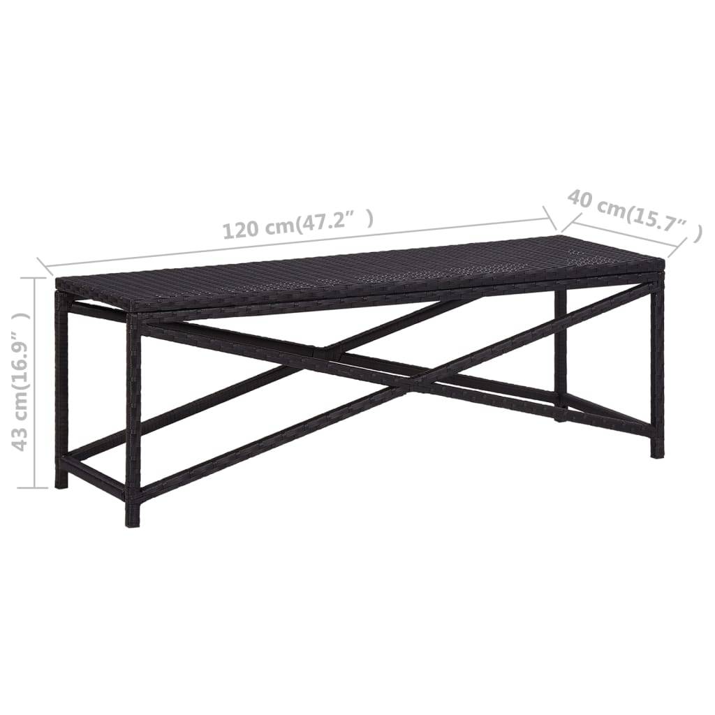 Helloshop26 - Banc de jardin meuble de patio d'extérieur terrasse 120 x 40 x 43 cm résine tressée noir - Imagen 5