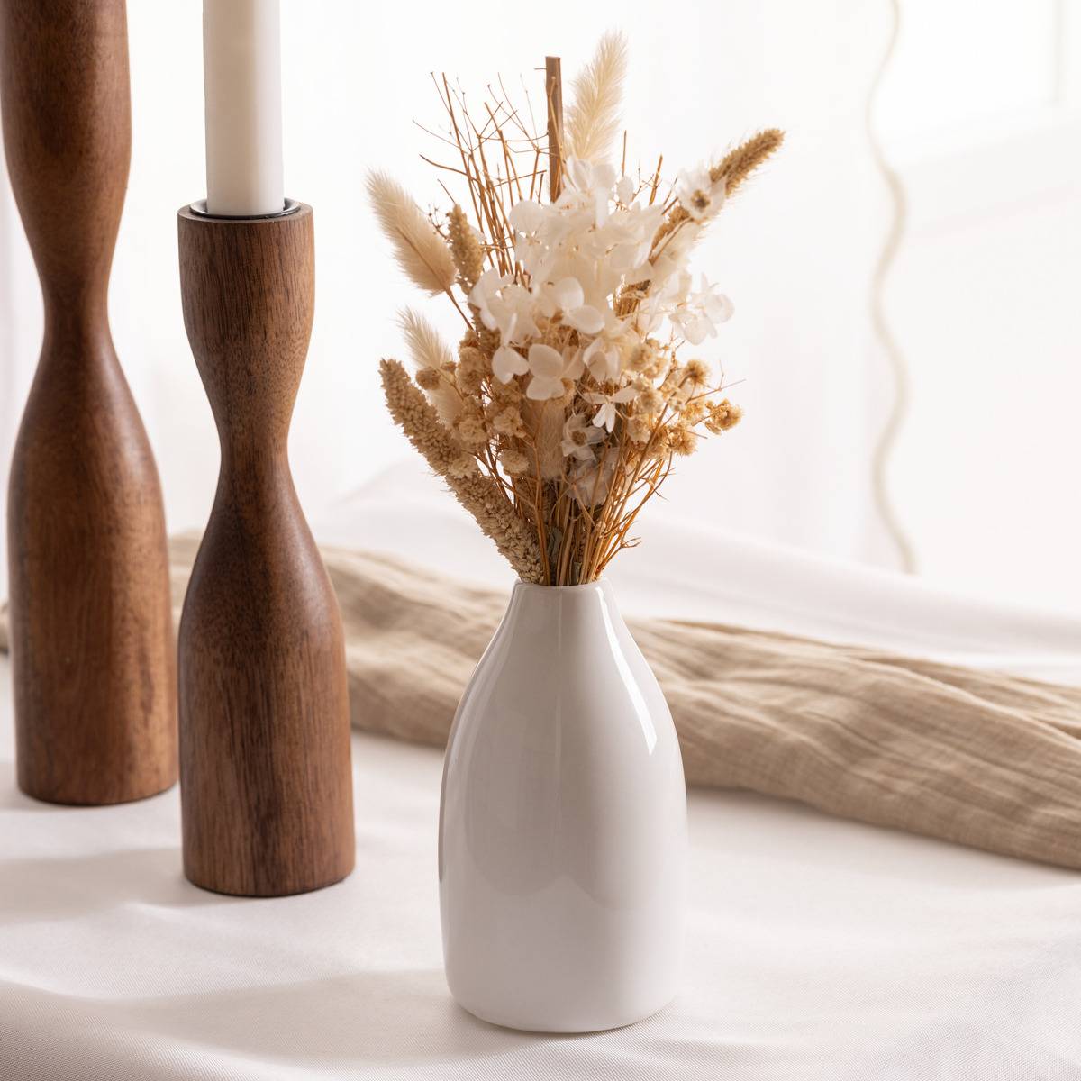 Atmosphera - Composition fleurs séchées H25cm avec vase - Atmosphera Créateur d'intérieur