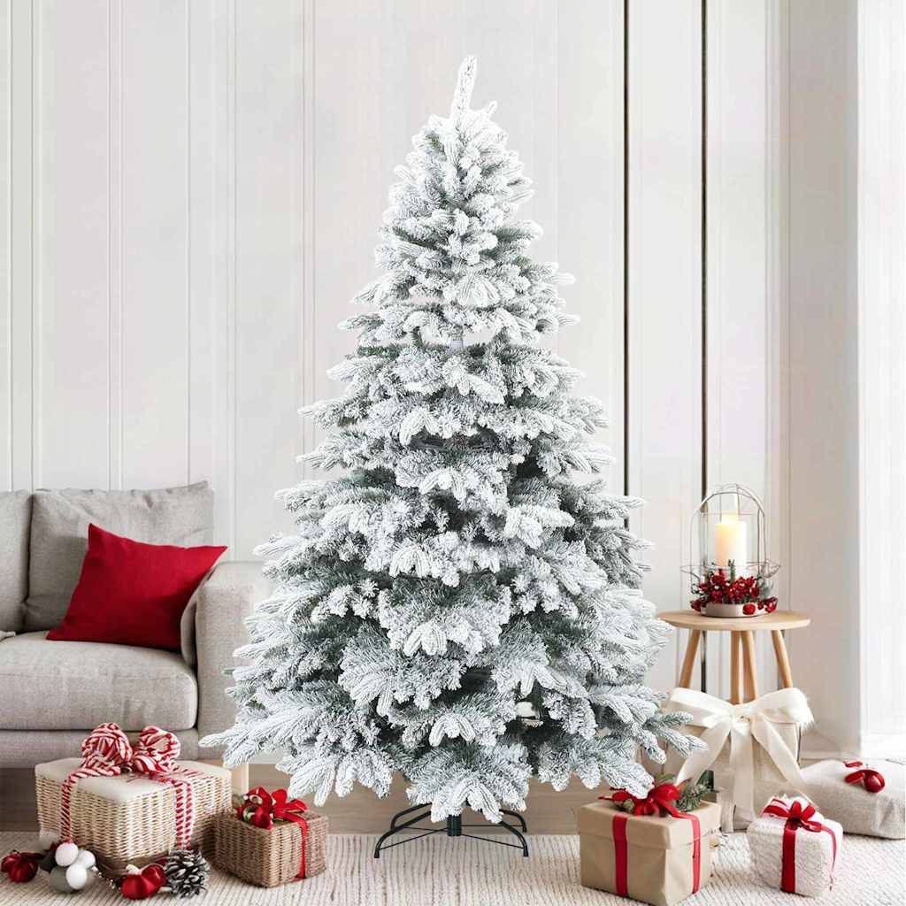 ComfortXL - Sapin de Noël Artificiel Enneigé PVC PE pour Fêtes Intérieur Blanc 210 cm – ComfortXL Outdoor Living - Image 1