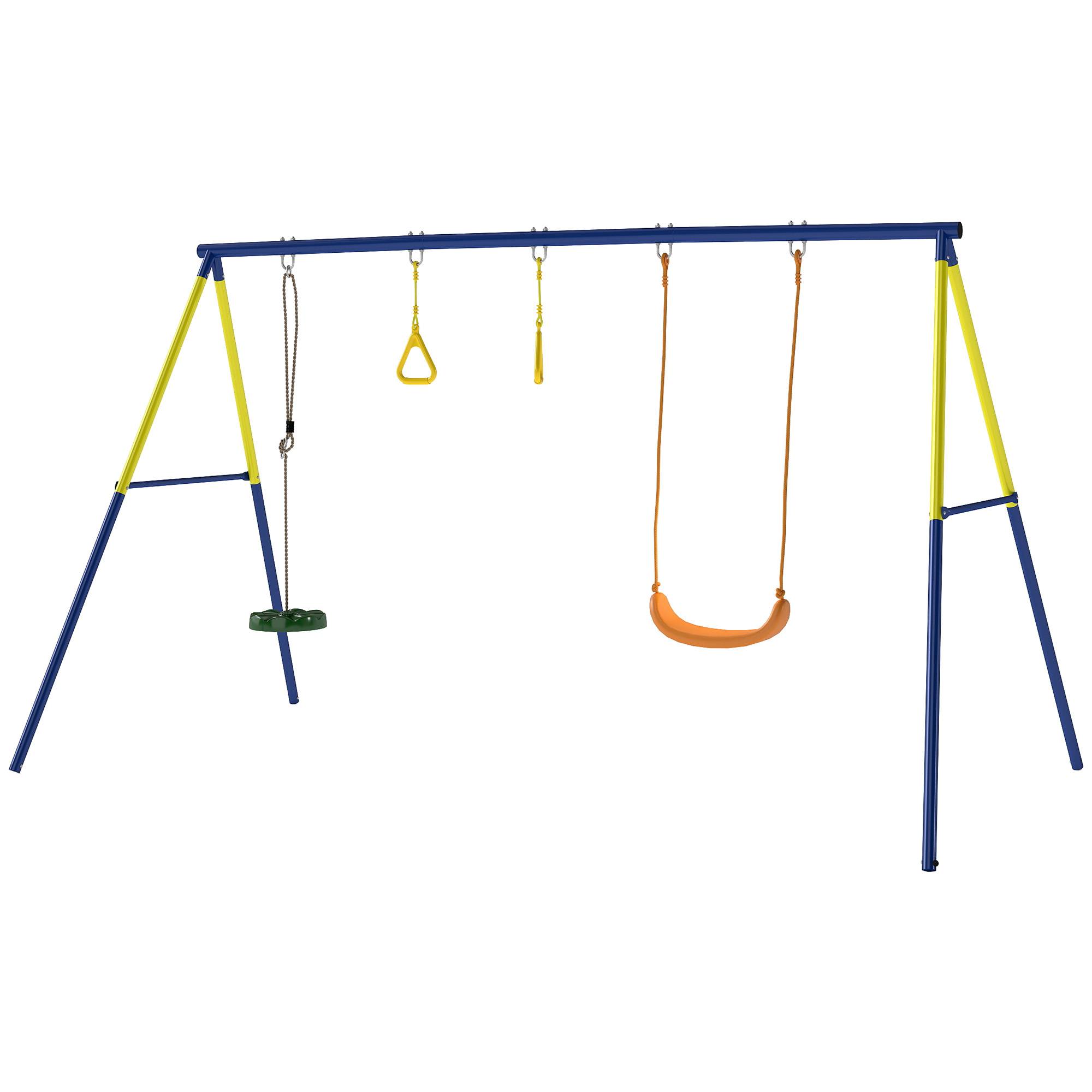 ComfortXL - Portique de balançoire enfant 3 en 1 en métal et PE multicolore 285 x 160 x 181 cm pour jeux de jardin - Image 2