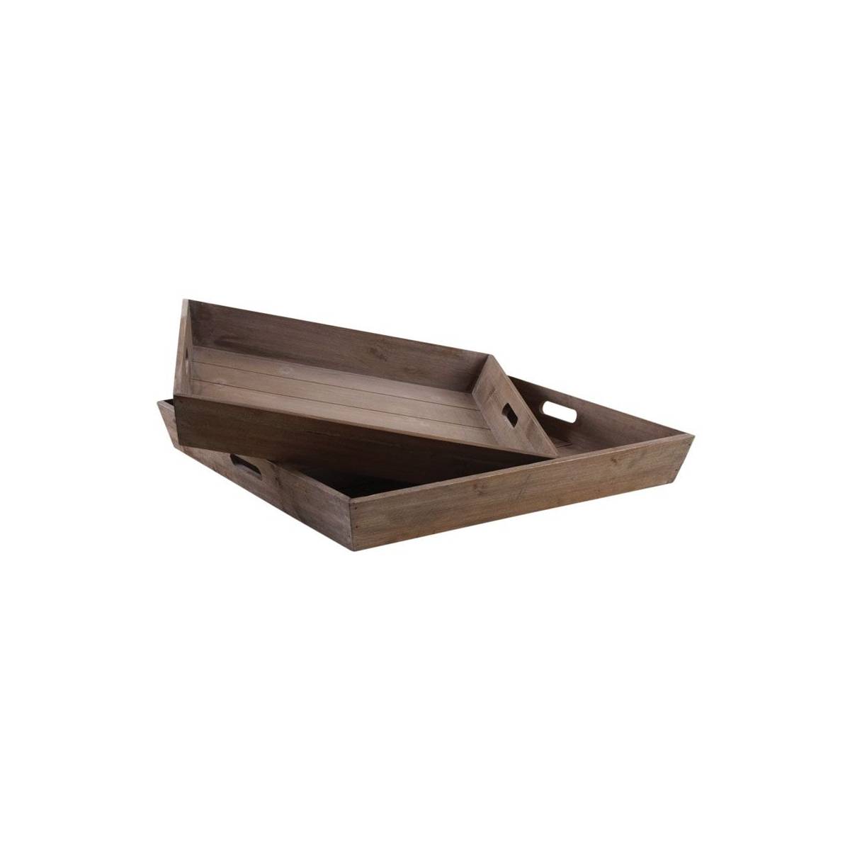 Aubry Gaspard - Plateaux carrés en bois (Lot de 2) - Imagen 1