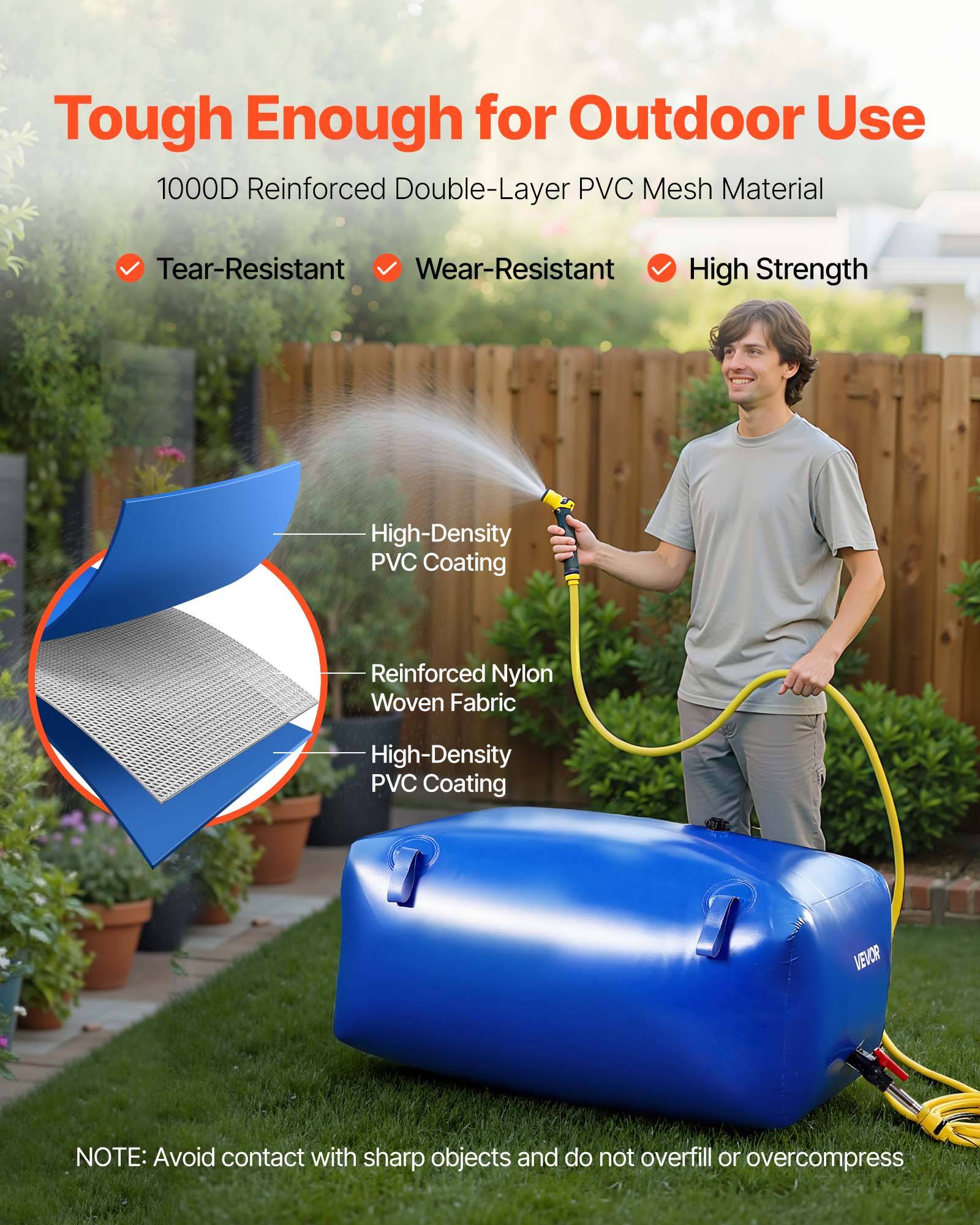 VEVOR Réservoir d'Eau Souple Vessie de Stockage Eau Pliable en PVC 240 L Bleu - Image 3