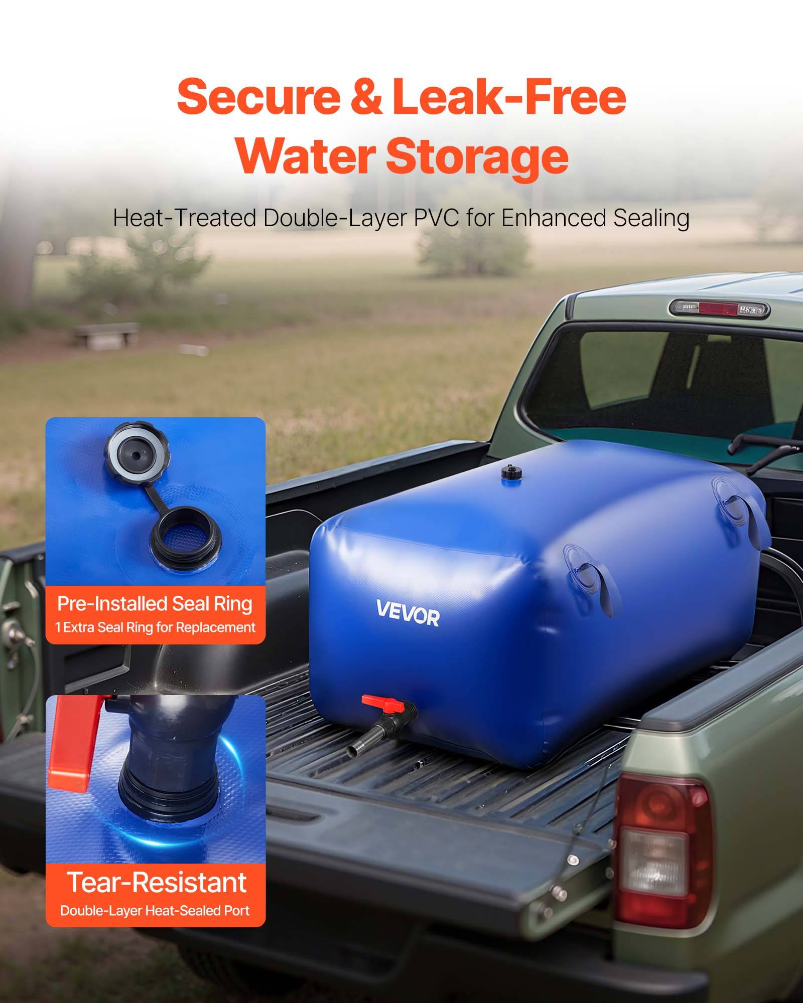 VEVOR Réservoir d'Eau Souple Vessie de Stockage Eau Pliable en PVC 240 L Bleu - Image 4