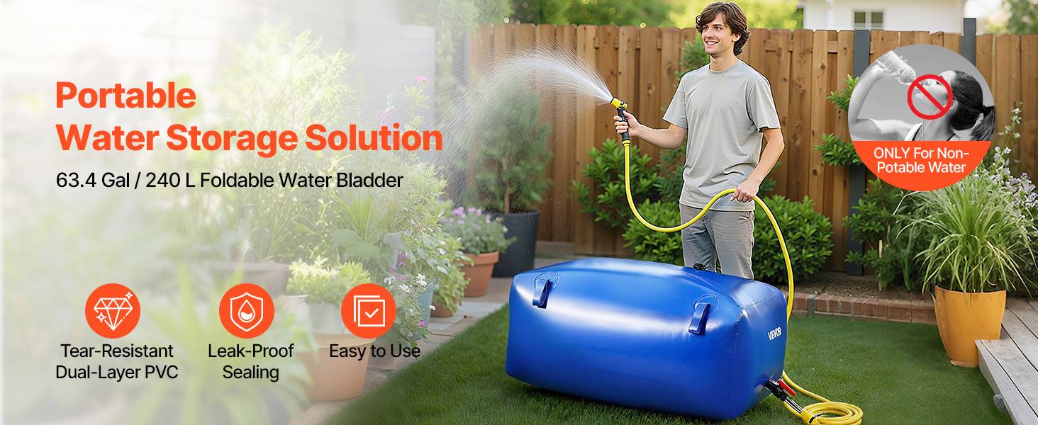 VEVOR Réservoir d'Eau Souple Vessie de Stockage Eau Pliable en PVC 240 L Bleu - Image 9