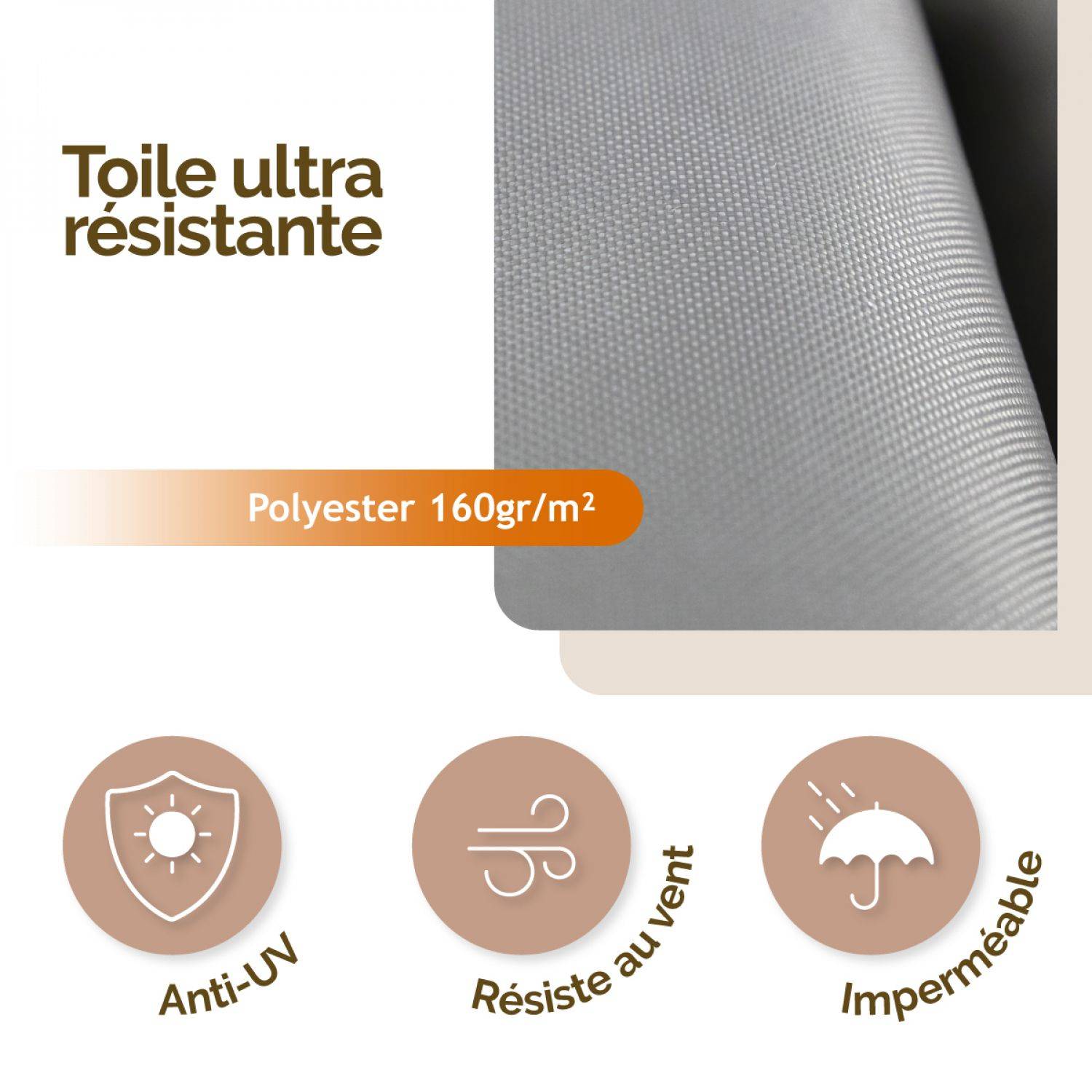 Linxor - Voile d'ombrage triangulaire imperméable et anti-UV - 3 x 3 x 3 m - Gris - Linxor - Imagen 2