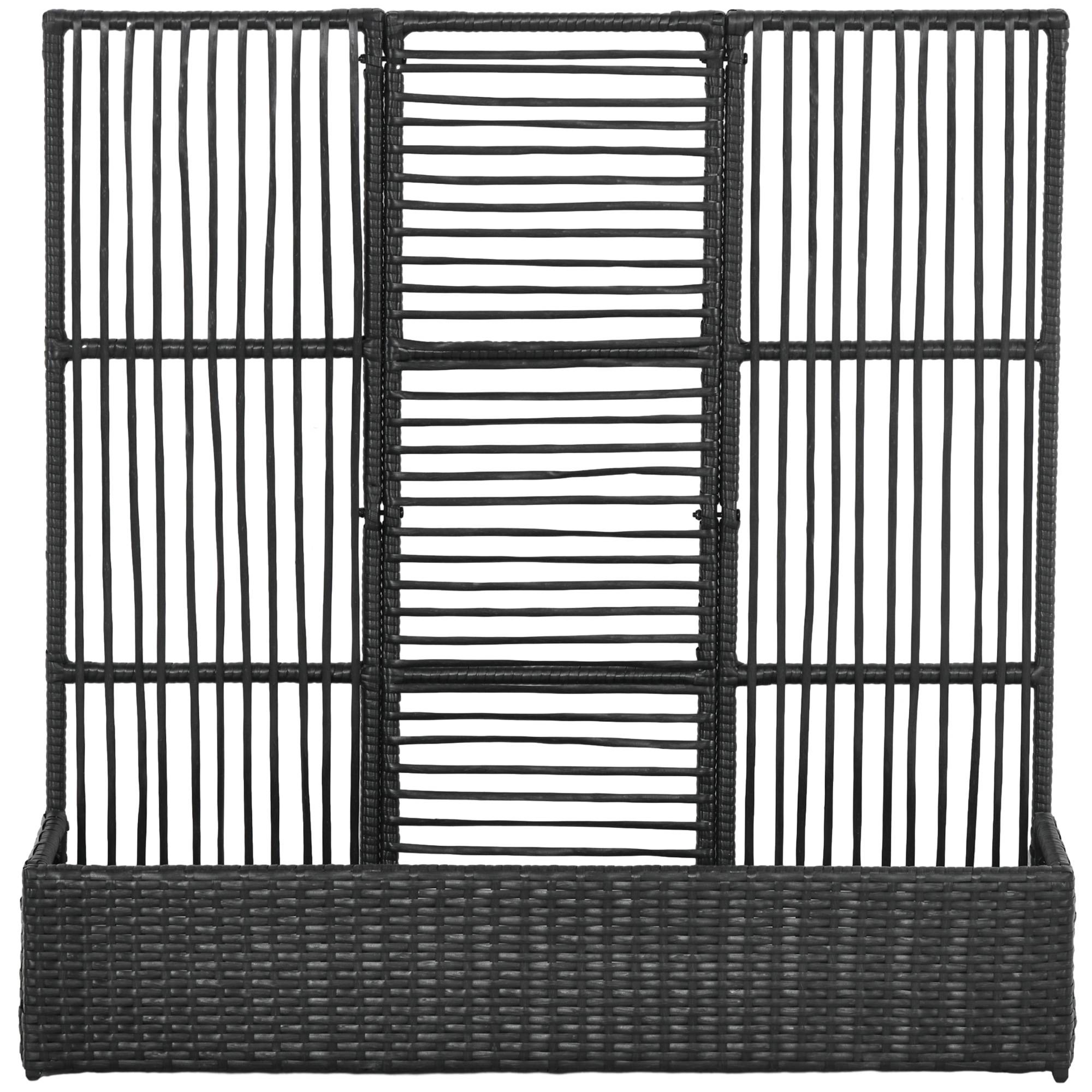 Jardinière avec treillis, résistante, polyrotin, 103x29x103 cm, noir - Image 2
