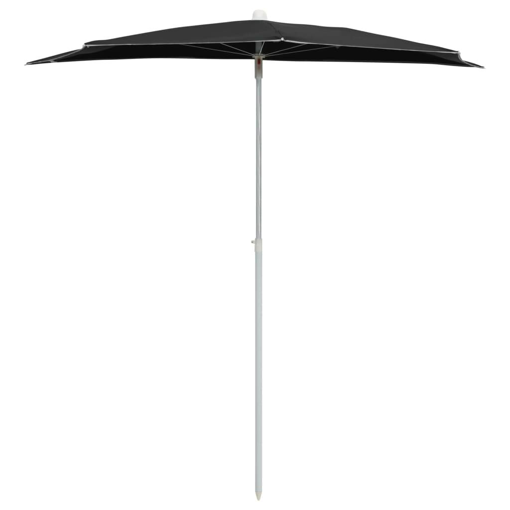 Maison Chic - Demi-parasol de jardin - Parasol d'extérieur avec mât 180x90 cm noir P152 - Image 3