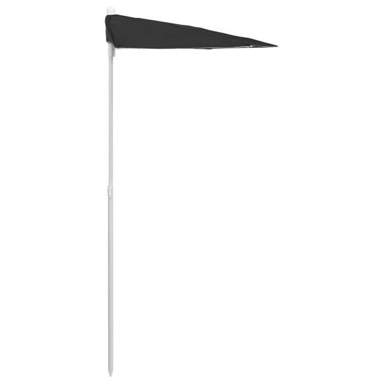 Maison Chic - Demi-parasol de jardin - Parasol d'extérieur avec mât 180x90 cm noir P152 - Image 5
