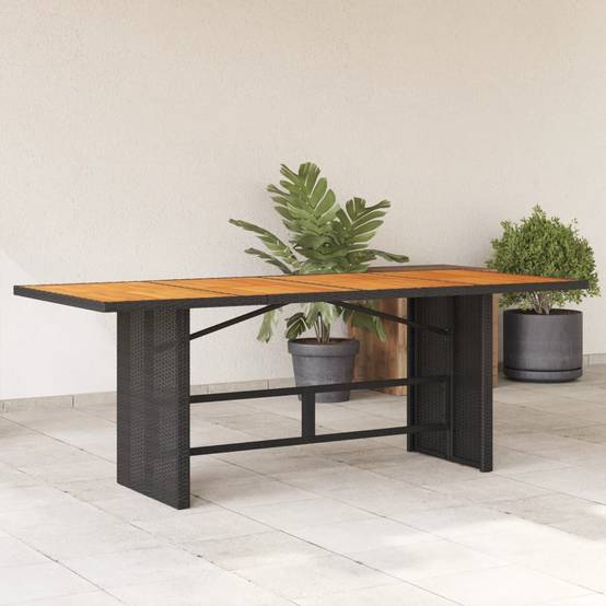 PANGIVO - Table de jardin résine tressée bois acacia noir 190 x 80 x 75 cm - PANGIVO - Image 1