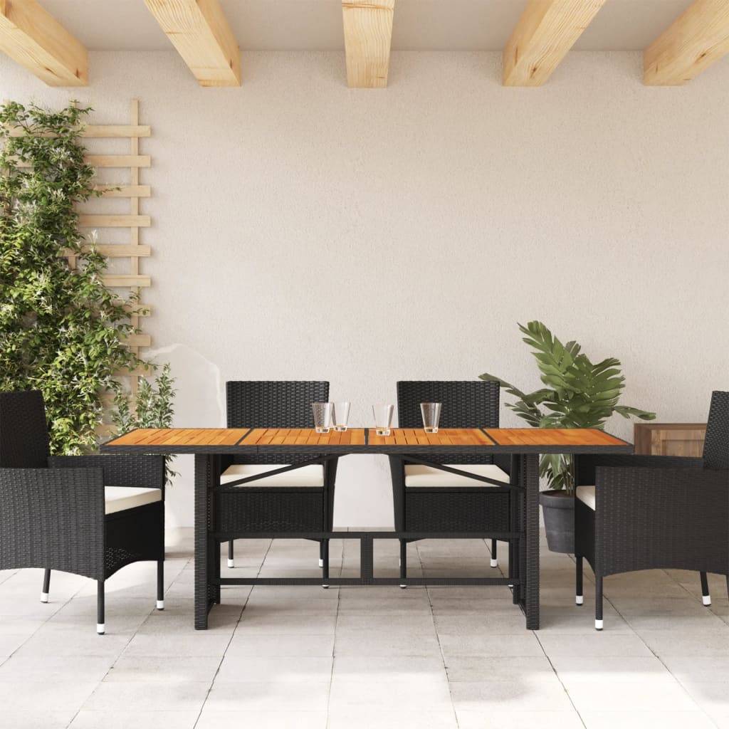 PANGIVO - Table de jardin résine tressée bois acacia noir 190 x 80 x 75 cm - PANGIVO - Image 3