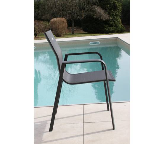 Ensemble table et chaises de jardin 8 places Gris Anthracite GUETHARY PSPC chêne brun - Image 4