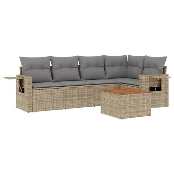 Vidaxl - Salon de jardin avec coussins 6 pcs beige résine tressée vidaXL 3224554 - Image 2