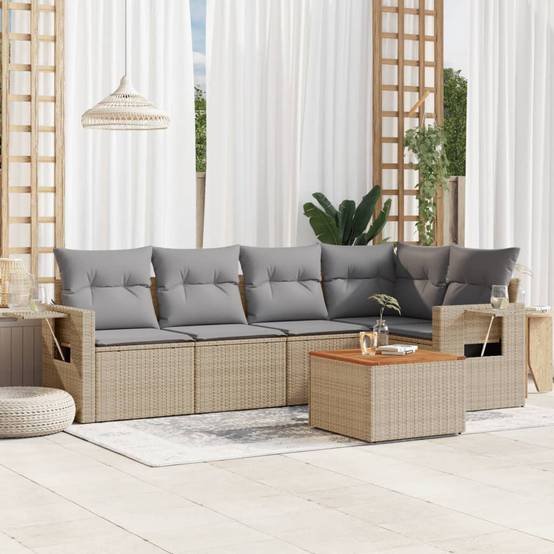 Vidaxl - Salon de jardin avec coussins 6 pcs beige résine tressée vidaXL 3224554 - Image 1