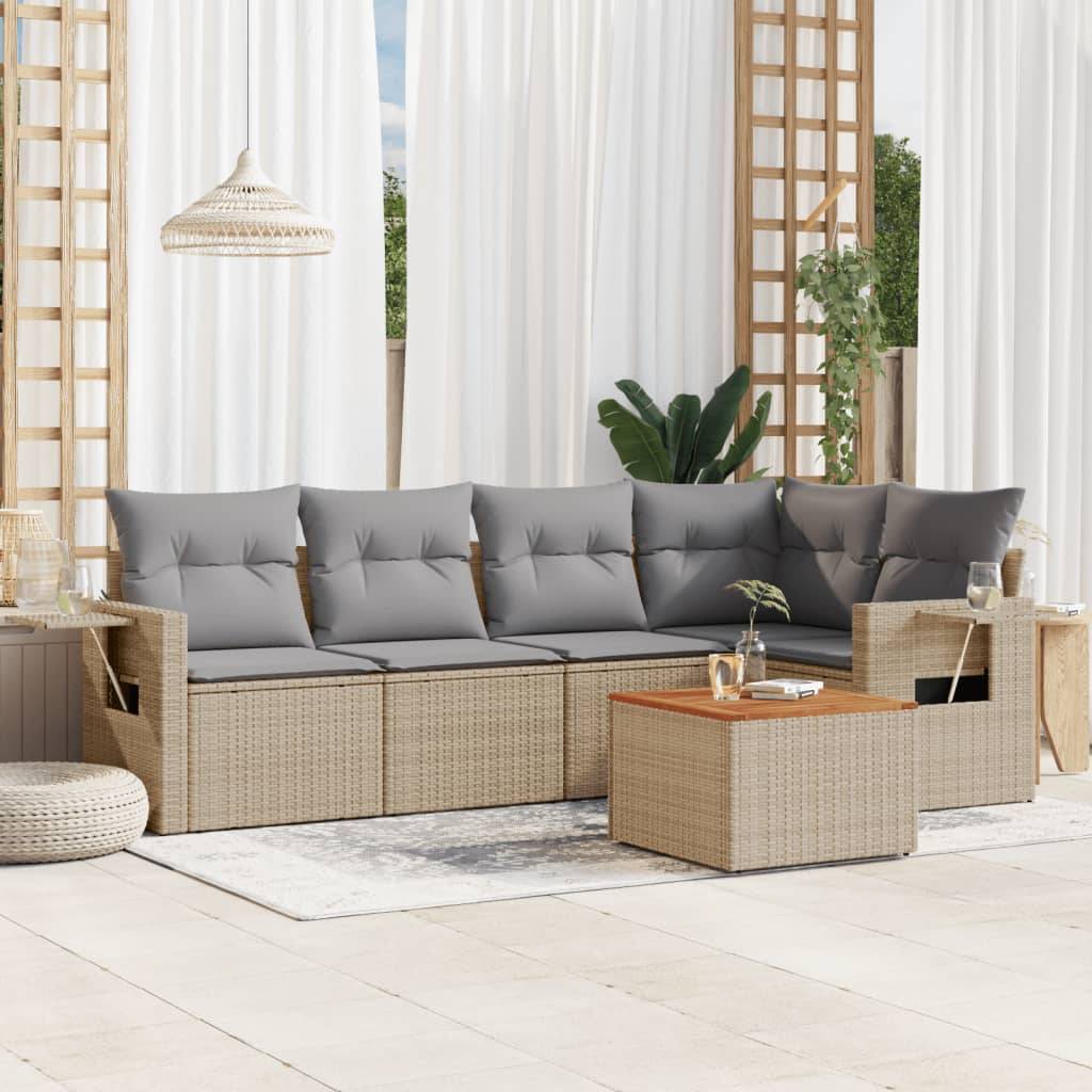Vidaxl - Salon de jardin avec coussins 6 pcs beige résine tressée vidaXL 3224554 - Image 1