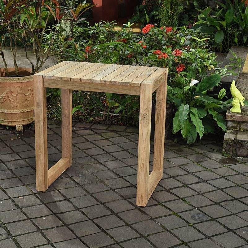 Table haute en teck recyclé 100 cm Toscagne - Gecko Jardin - Imagen 1