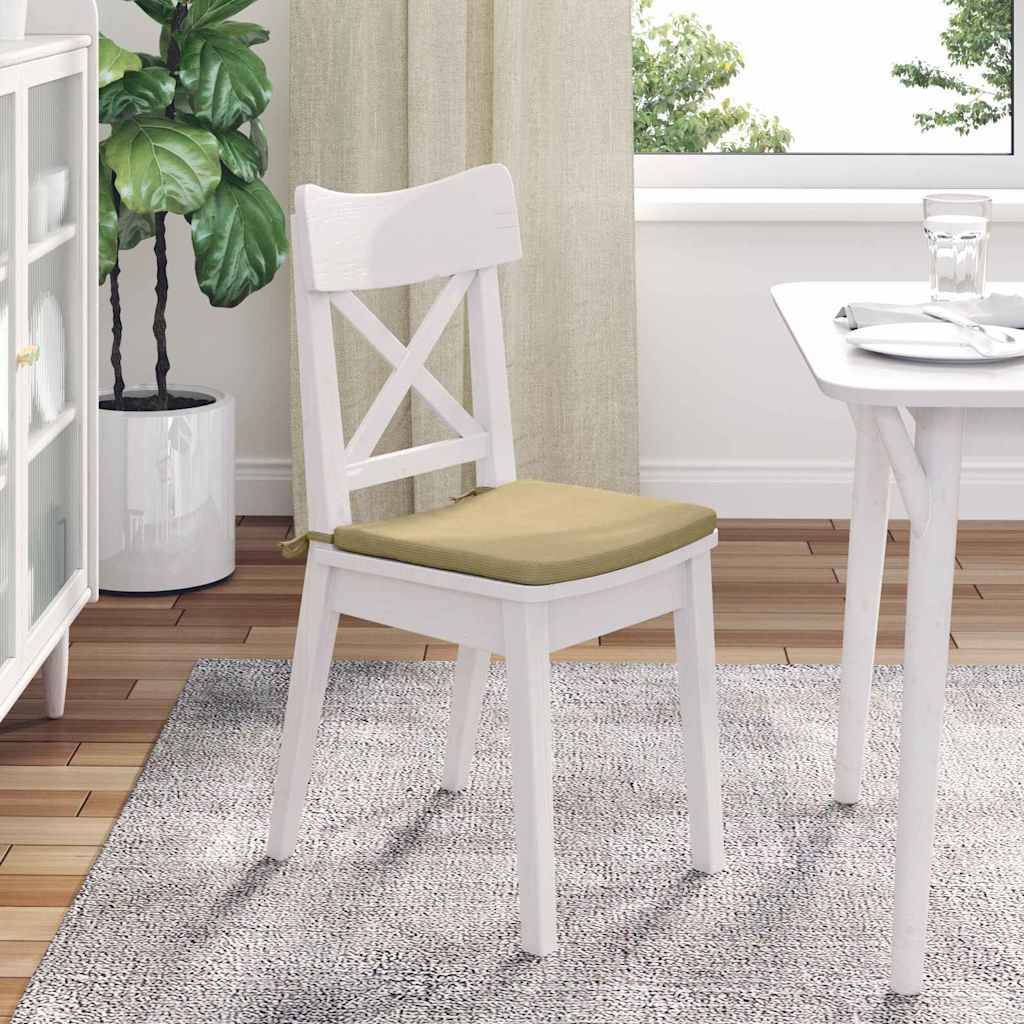 Coussins de Chaise Velours Côtelé Lot de 4 Mousse Déhoussables pour Maison Vert Gris 40x40x3 cm – ComfortXL Outdoor Living - Image 4