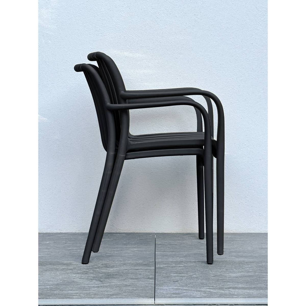 Lot de 2 fauteuils de jardin empilables en Polypropylène - Noir - TIAGO - Image 6