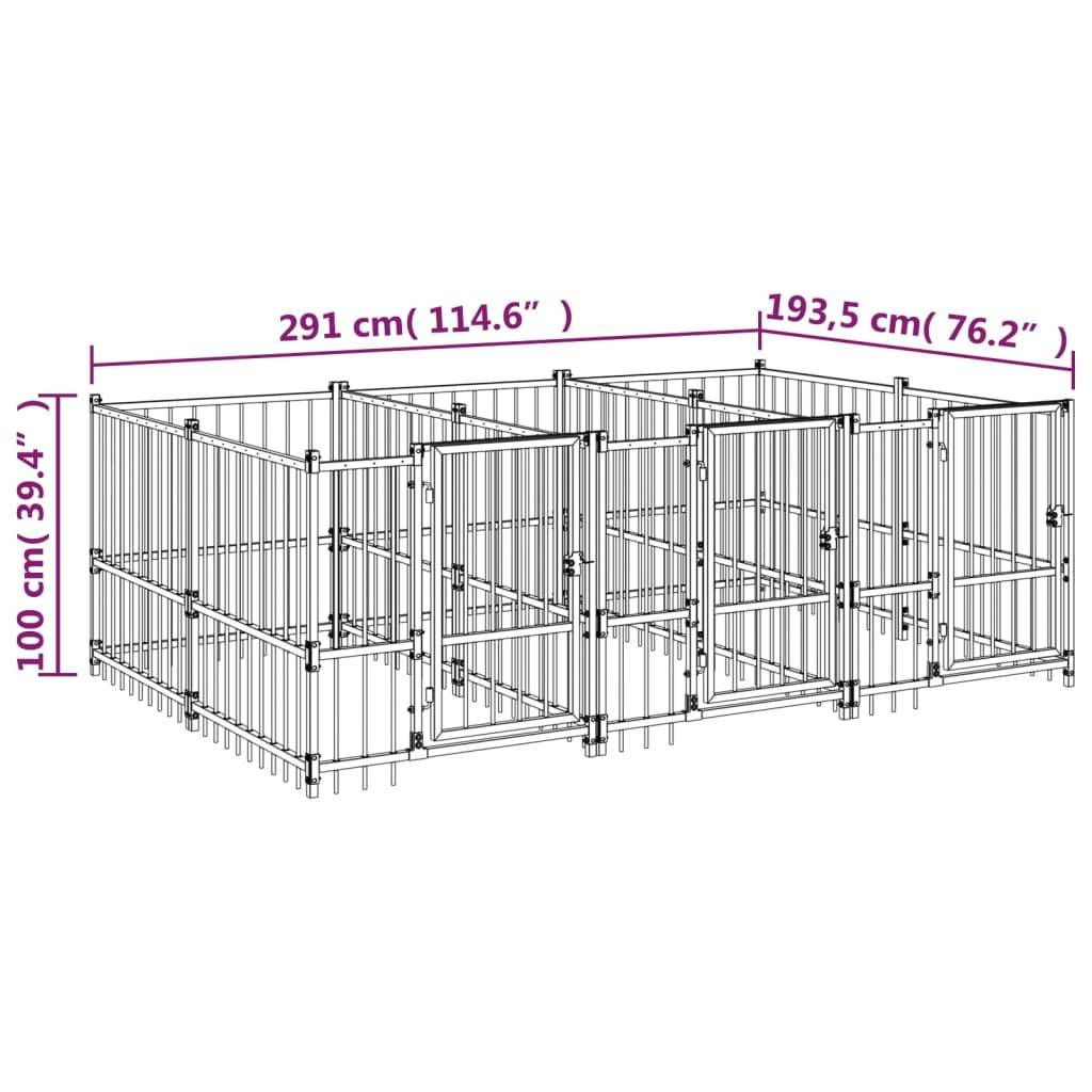 Vidaxl - Chenil d'extérieur pour chiens Acier 5,63 m² vidaXL 3124580 - Imagen 3