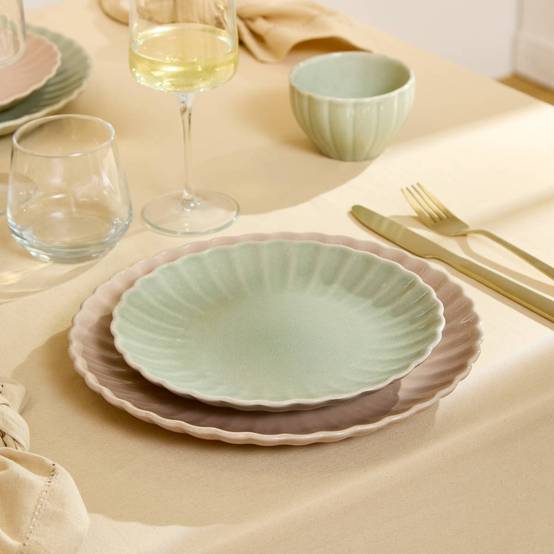 Atmosphera - Lot de 4 Assiette à dessert Romy ronde D.21cm vert - Atmosphera Créateur d'intérieur - Image 1