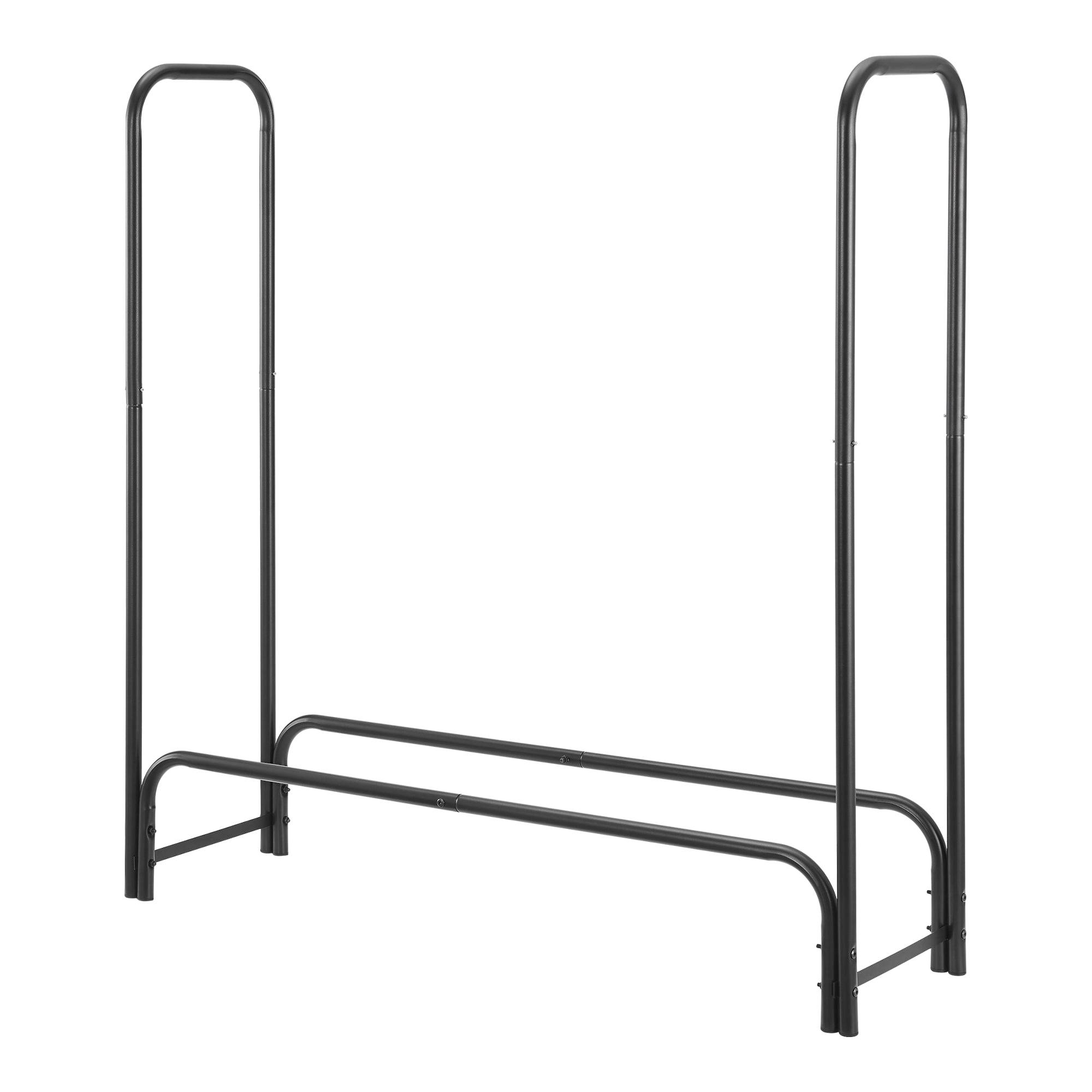 Helloshop26 - Range-bûches pour usage intérieur extérieur porte-bûches design support rangement bois de chauffage pour intérieur extérieur 124 x 124 x 34,5 cm noir - Imagen 1