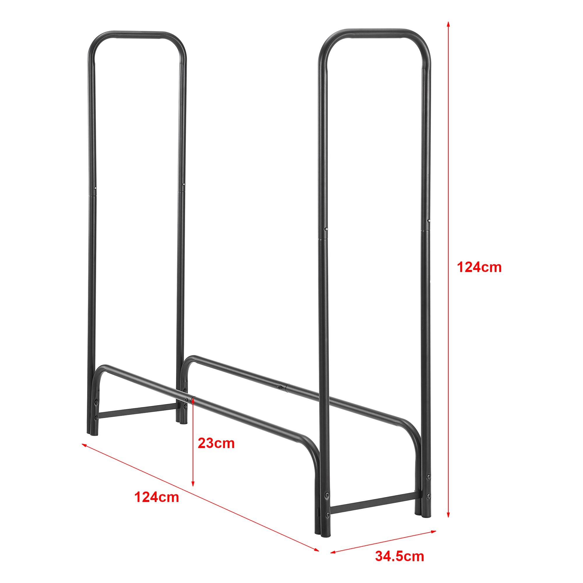 Helloshop26 - Range-bûches pour usage intérieur extérieur porte-bûches design support rangement bois de chauffage pour intérieur extérieur 124 x 124 x 34,5 cm noir - Imagen 2