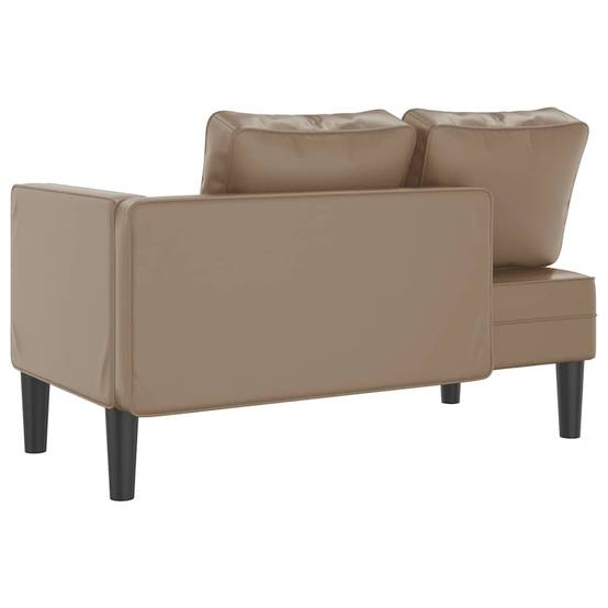 Chaise longue | Transat | Bain de soleil avec coussins cappuccino similicuir - Image 5