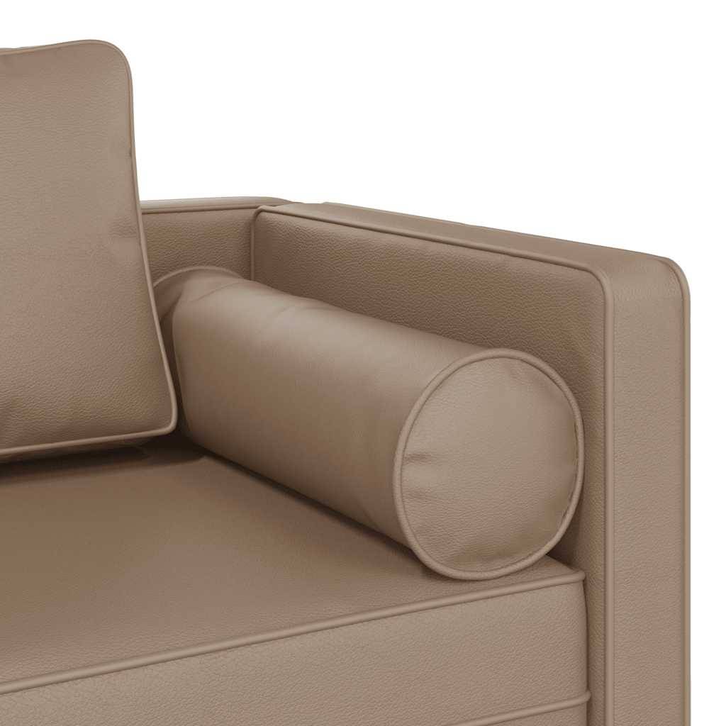 Chaise longue | Transat | Bain de soleil avec coussins cappuccino similicuir - Image 6