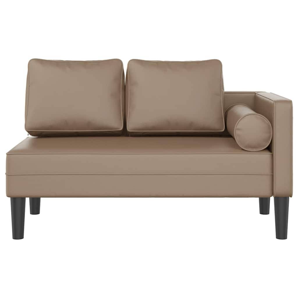 Chaise longue | Transat | Bain de soleil avec coussins cappuccino similicuir - Image 3