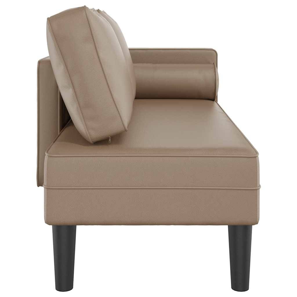 Chaise longue | Transat | Bain de soleil avec coussins cappuccino similicuir - Image 4
