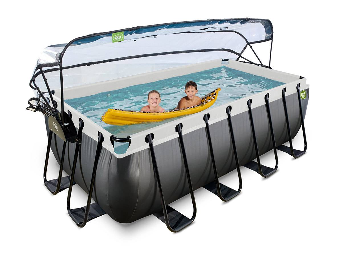 Exit Toys - Piscine tubulaire Black Leather rectangulaire 4,00 x 2,00 x 1,22 m avec dôme - Exit Toys - Imagen 8