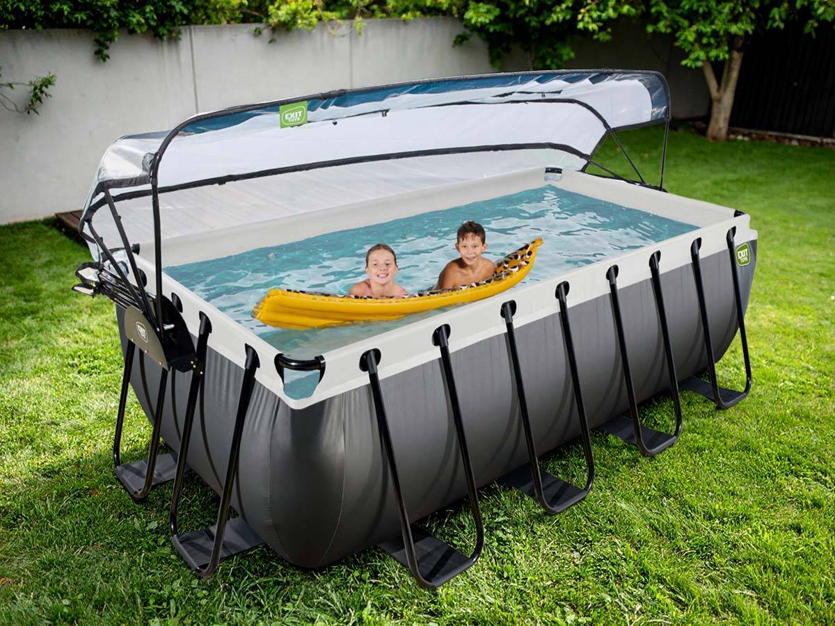 Exit Toys - Piscine tubulaire Black Leather rectangulaire 4,00 x 2,00 x 1,22 m avec dôme - Exit Toys - Imagen 4