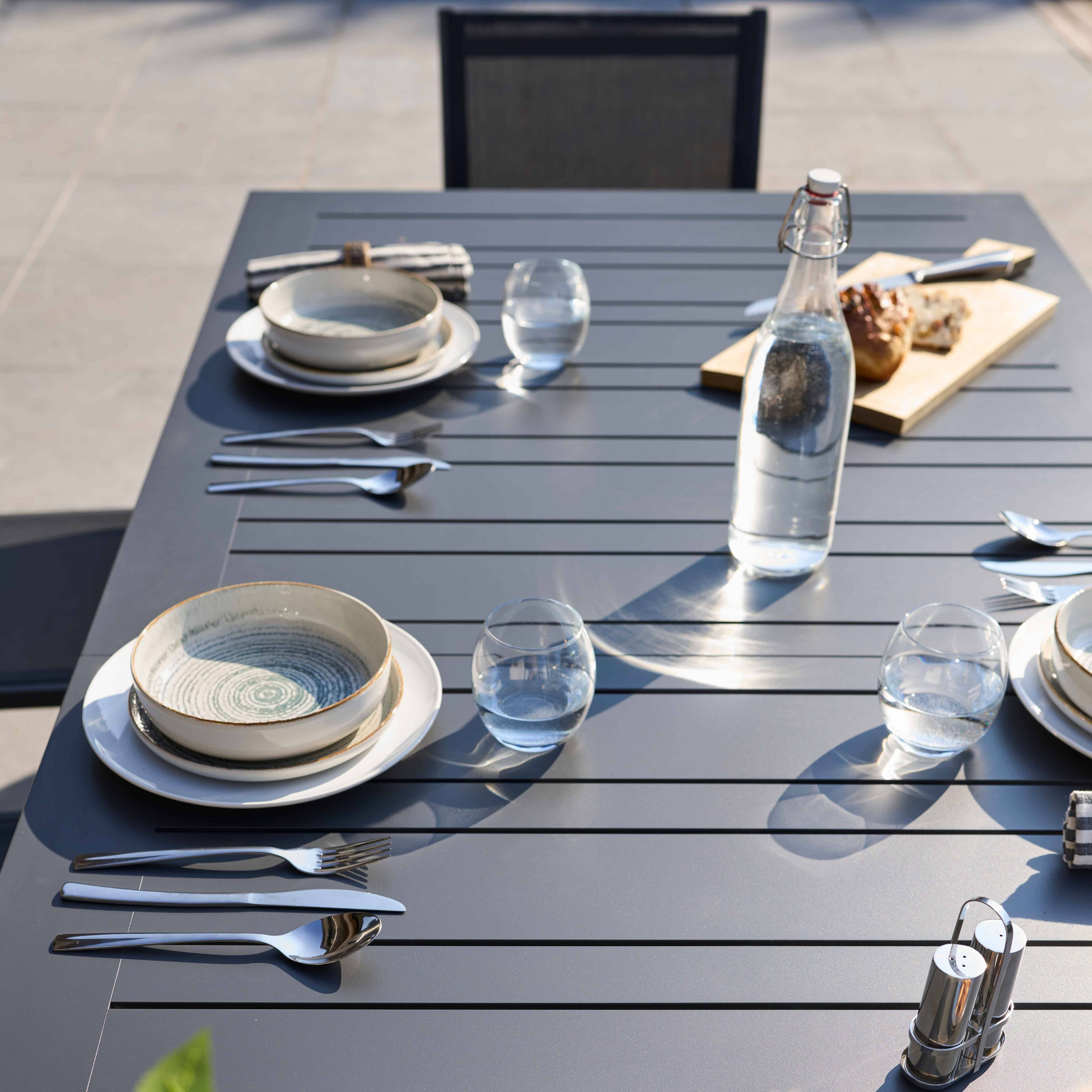 Oviala - Ensemble table de jardin extensible et 10 chaises en aluminium gris Olympe - Oviala - Imagen 5