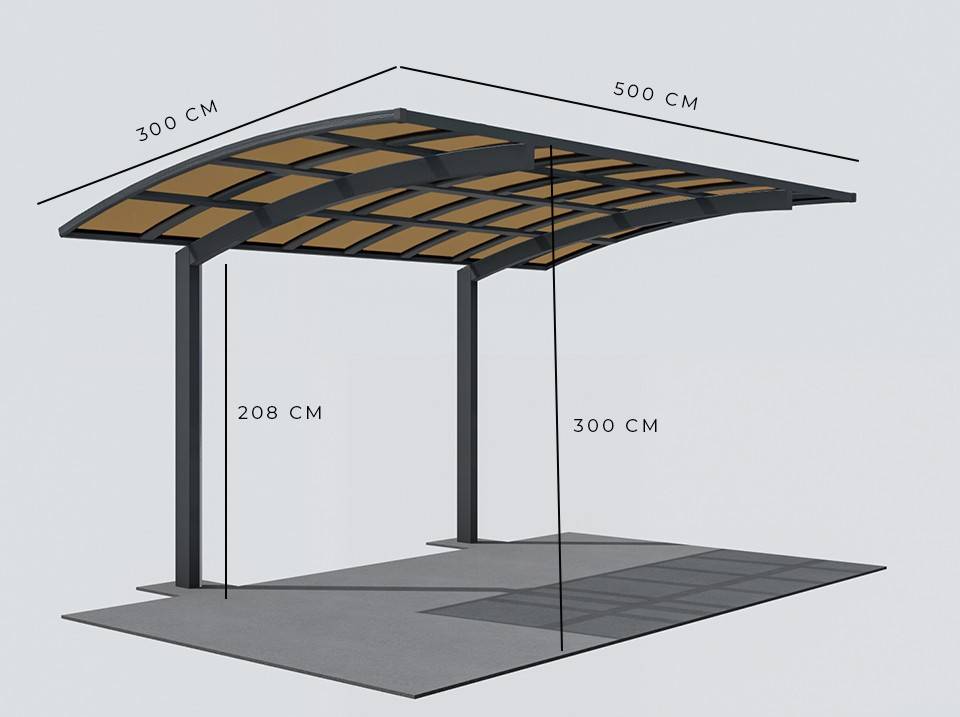 Carport aluminium autoportant BOLTON 5x3 m avec toiture polycarbonate anti-UV pour 1 voiture – Direct Abris - Imagen 6