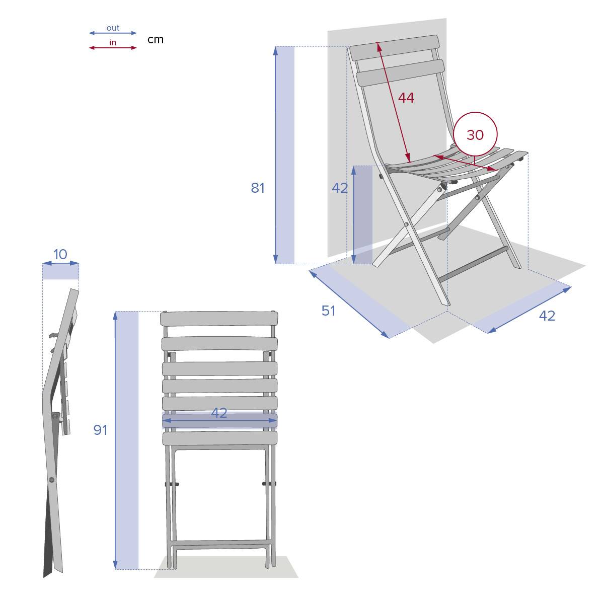 Hesperide - Chaise de jardin pliante "Greensboro" bleu canard en acier traité époxy - Hespéride - Imagen 7